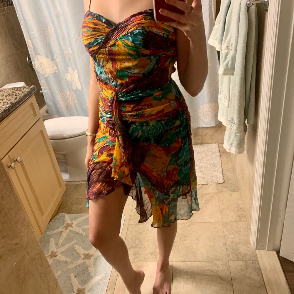 Alberto Makali multi-color cocktail dress